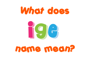 Meaning of Ige Name