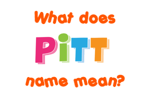Meaning of Pitt Name