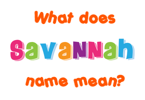 Meaning of Savannah Name