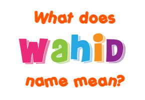 Meaning of Wahid Name
